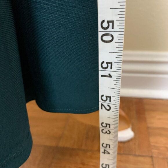 R & M Richards Rhinestone Neckline Trim Drapes Ruffled Gown Size 8 Dark Green - Picture 10 of 11